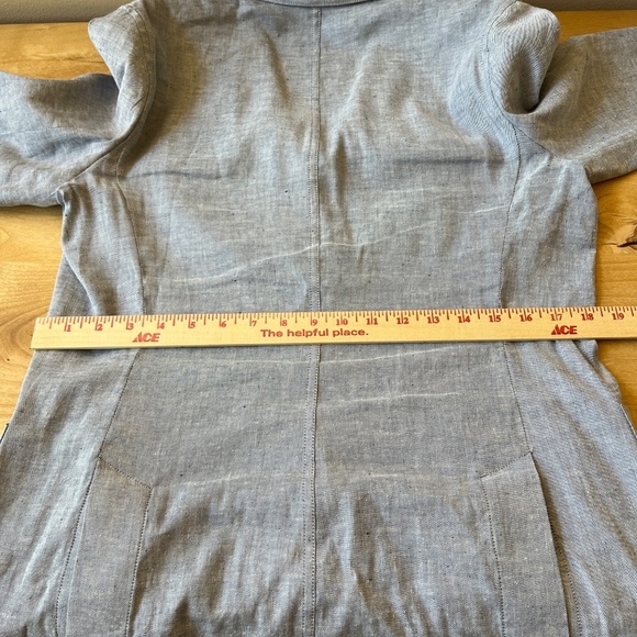 THEORY BLAZER 12 LINEN BLEND CAREER CASUAL PREPPY 2 BUTTON DRAPED PACTCH POCKETS - Picture 7 of 12